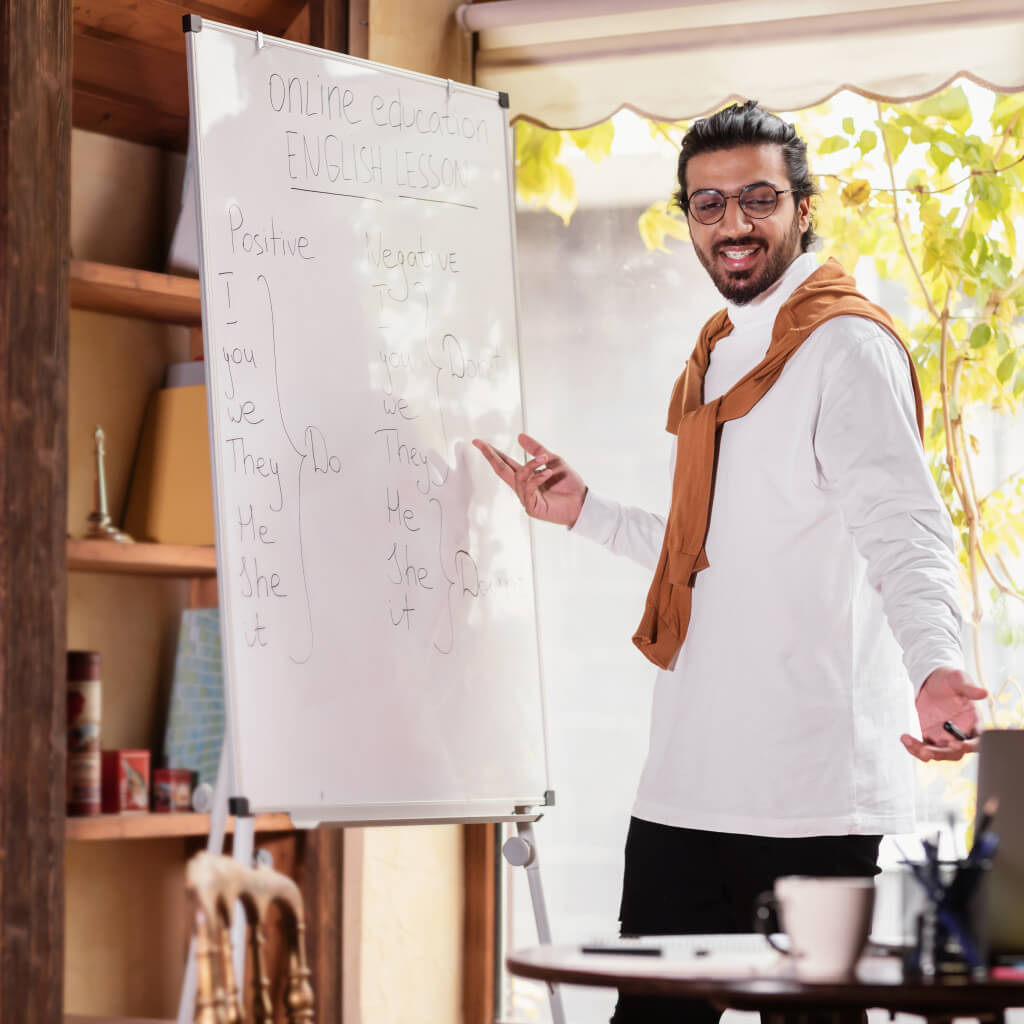 happy indian teacher having online lecture via vid 2021 09 01 16 39 23 utc