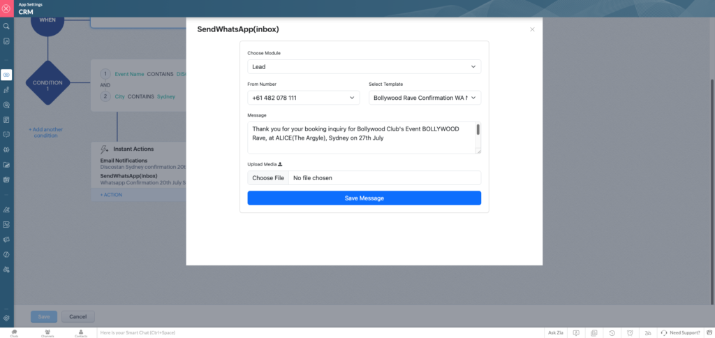 Send Automated SMS/WhatsApp on Zoho 2 image 6
