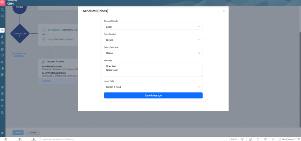 Send Automated SMS/WhatsApp on Zoho 3 image 7